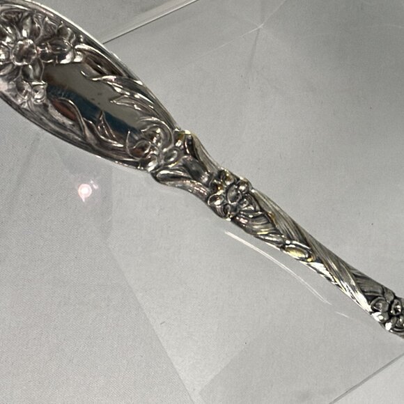 Vintage Oxford Silver Plate Narcissus Cold Meat Fork Art Nouveau 1908 8 1/4" - Picture 3 of 9